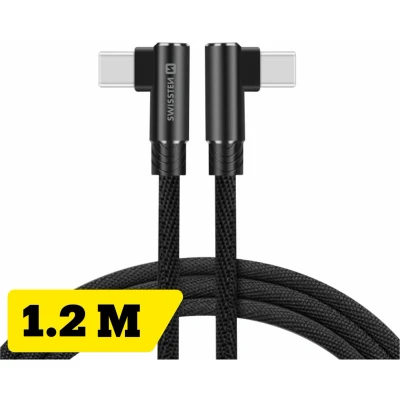 Afbeelding van Swissten haakse USB C naar Kabel 1.2M Zwart
