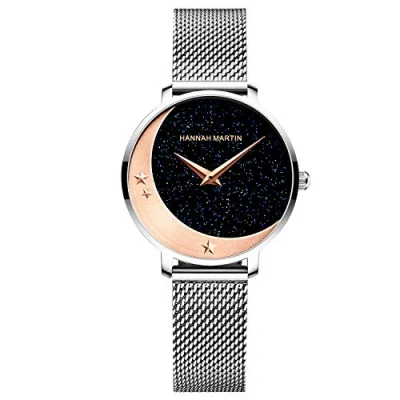 Afbeelding van RORIOS Vrouwen Horloge Analoge Quartz Horloges Sterrenhemel Dial Rvs Mesh Band Stijlvolle Dames Horloges, Zilver, armband