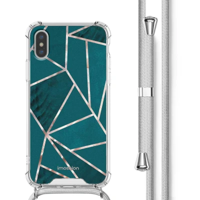 Afbeelding van Apple iPhone X Hoesje Kunststof iMoshion Softcase/Koordhoesje/Backcover Petrol Green Graphic Telefoonhoesje