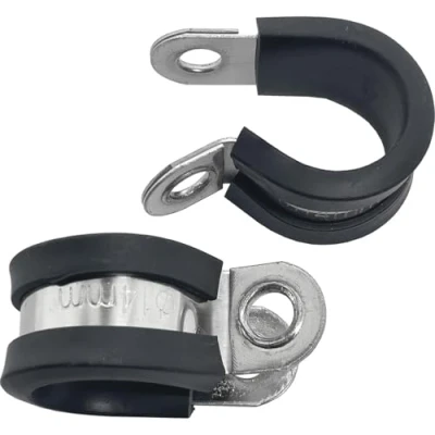 Afbeelding van Lumonic 5x 14mm buisklemmen met rubber inlage roestvrij staal V2A I kabelklemmen voor schroeven slangklem 14mm, buisklemmen, bevestigingsklem