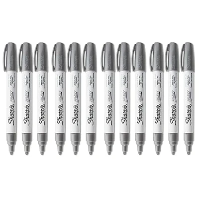 Afbeelding van Sharpie Olie Gebaseerde Verf Marker Pen Zilver Medium Tip 12 Pack