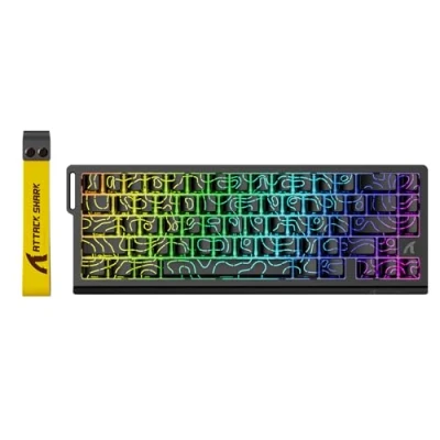 Afbeelding van ATTACK SHARK X68 HE 8000Hz Rapid Trigger toetsenbord, 0,01 mm RT nauwkeurigheid, bekabeld RGB 60% gaming toetsenbord met magnetische schakelaars, instelbare bediening, snap tap, voor pc/Mac, zwarte