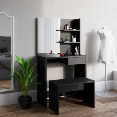 Afbeelding van Vicco Zitbank, Zwart, 70 cm voor kaptafel