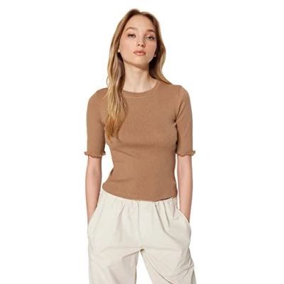 Afbeelding van Trendyol Zwarte Getailleerde Stretch Gebreide Blouse Twoss23Bz00025