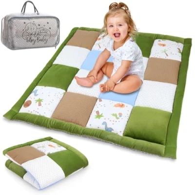 Afbeelding van Kruipmat Baby Speelmat Kruipdeken 100x100 cm Kinder Patchworkdeken Speelkleed en Vloermat voor Baby&#039;s dikke Mat Box Kinderkamer Dinosaurus