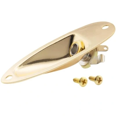 Afbeelding van Musiclily 6.35mm Boat Mono Loaded ST Jack Plate Output Socket voor Strat Stijl Elektrische Gitaar, Goud