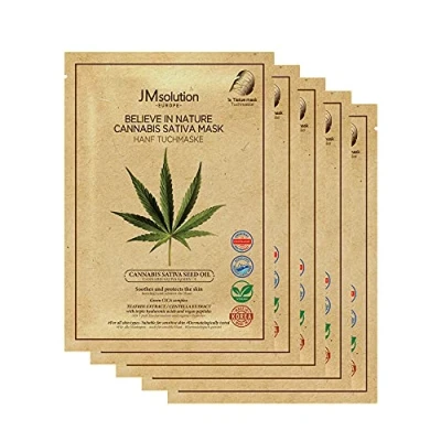 Afbeelding van JMsolution Believe In Nature Hennep doekmasker, 5 stuks (gezichtsmasker, veganistisch, zuivere huid, hydraterend, spa feeling)