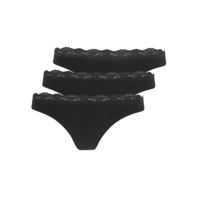 Afbeelding van Lascana 3 PACK String, Dames, Maat: 32/34, Schwarz