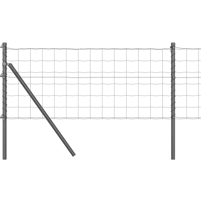 Afbeelding van vidaXL Euro Omheining met 13 Palen 0,4x50 m Gegalvaniseerd Staal Grijs
