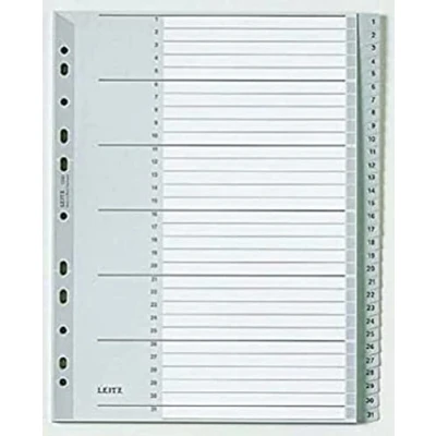 Afbeelding van Leitz tabbladen getallen, plastic, grijs