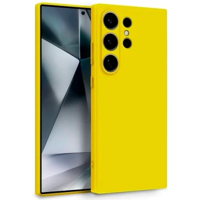 Afbeelding van MyGadget Beschermhoesje compatibel met Samsung Galaxy S25 Ultra, beschermhoes van zachte siliconen dubbele laag, case camerabescherming en binnenvoering, geel