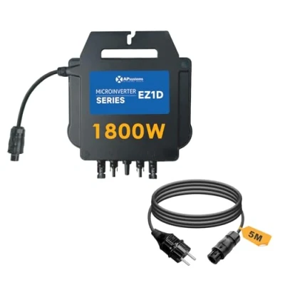Afbeelding van APsystems® Microomvormer EZ1D 1800W incl. geïntegreerd WLAN &amp; Bluetooth en VDE relais, plug play ideaal voor balkonkrachtcentrale (met aansluitkabel)