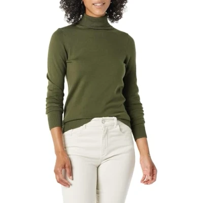 Afbeelding van Amazon Essentials Women&#039;s Lichtgewicht coltrui met lange mouwen en klassieke pasvorm (verkrijgbaar in grote maten), Olijfgroen, S