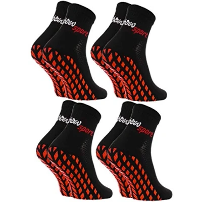 Afbeelding van Rainbow Socks Man Vrouw Badstof Anti slip Sport Enkelsokken Neon 4 Pairs Zwart Maat EU 44 46