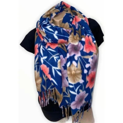 Afbeelding van Lange Warme Dames Sjaal Bloemenprint Blauw 180 x 70cm (194 6#)