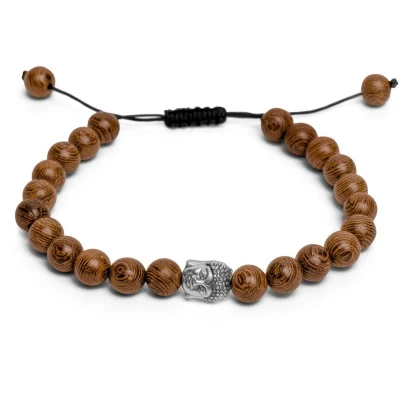 Afbeelding van Zentana Boeddha Armband Wengé Hout &amp; Buddha Verstelbaar