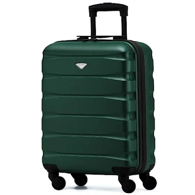 Afbeelding van Flight Knight ABS cabinekoffer compatibel met Air France, Hop! EasyJet, Ryanair en vele andere! Handbagage, licht, handbagage 4 wielen, bosgroen/zwart, 55 x 40 20 cm, koffer,
