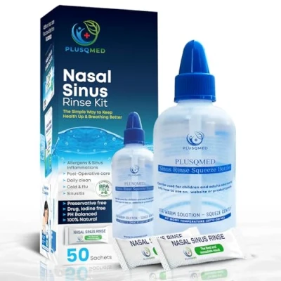 Afbeelding van Sinus Spoelset Original Squeeze Bottle + 50 zakjes zeezout, Plusqmed