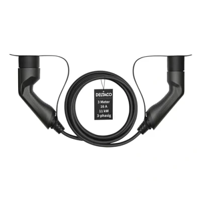 Afbeelding van Deltaco e Charge EV 3213 Oplaadkabel Elektrische Auto Type 2/Type 2 16A/11kW 3 m