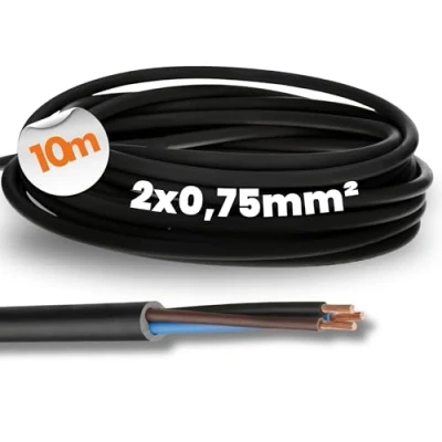 Afbeelding van 10 meter Lapp 1600250 H05RN F 2x0,75 mm² flexibele rubberen kabel I UV bestendig robuust oliebestendig dunne zonder aardgeleider voor draagbare apparaten en elektrische decoratie zwart