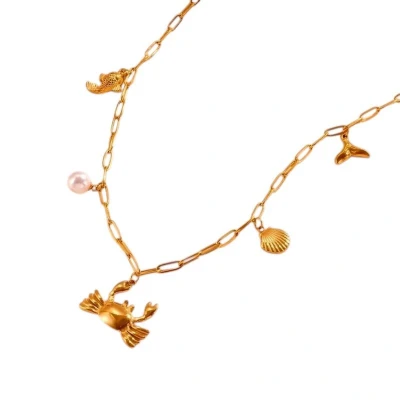 Afbeelding van Goudkleurige damesketting met zee bedels 45 cm