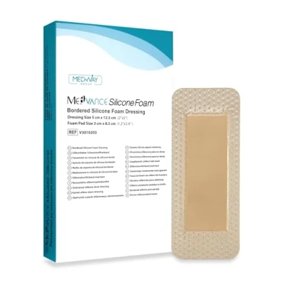 Afbeelding van MedVanceTM Silicone Bordered Adhesive Foam Dressing, 5 cm x 12.5 (3 8.5 pad) Box of dressings