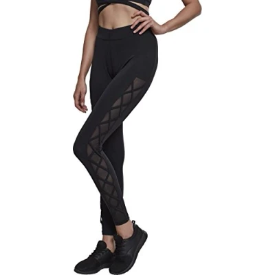 Afbeelding van Urban Classics Ladies Ribbon MESH Leggings Legging, Dames, Maat: XS, Black
