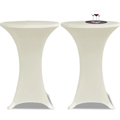 Afbeelding van vidaXL Statafelhoes Stretch Ø70cm Crème (2 stuks)