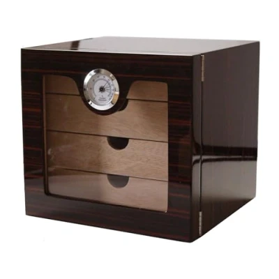 Afbeelding van GERMANUS sigaren humidor kast met zwarte nerf
