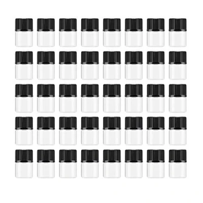 Afbeelding van Enslz 50 stuks heldere monsterflessen, mini, 1 ml, 1/4 dram, flesjes voor etherische oliën met openingsreductor, parfum, cosmetica, lotion, glazen containers (transparant, ml)