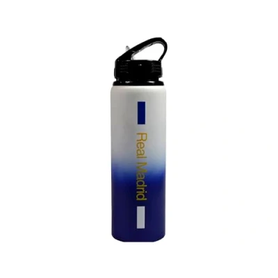 Afbeelding van Hy Pro Officieel gelicenseerde Real Madrid CF aluminium fles 750 ml, vervagen ontwerp, mat, geïntegreerd opvouwbaar rietje, lekvrij, lichtgewicht, geweldig voetbalcadeau idee