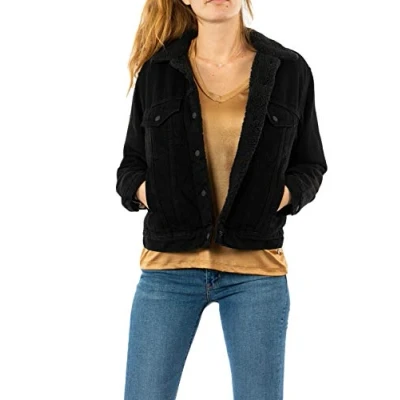 Afbeelding van Levi&#039;s Sherpa Trucker Spijkerjas, Dames, Maat: Large, Forever black