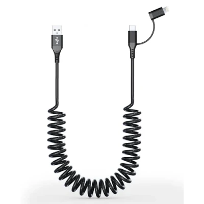 Afbeelding van USB C en i Phone kabel 2 in 1 MFi iPhone 15 autoladersnoer, 3A snellaadkabel voor 15/15 Pro/15 Pro Max/14, Galaxy, Android, ondersteuning Ap ple CarPlay &amp; Android Auto Data