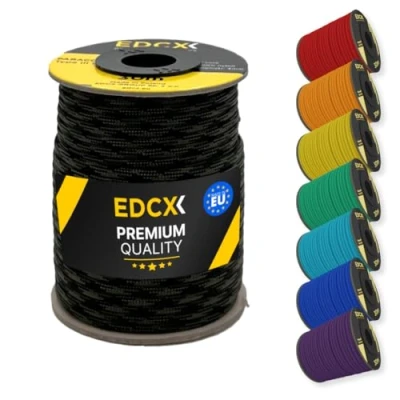 Afbeelding van EDCX 4mm Nylon Paracord 550 30m (100 voet) Type III, 100% Touw, 7 Strand Touw in Effen Kleuren (Black Forest, 30 m)