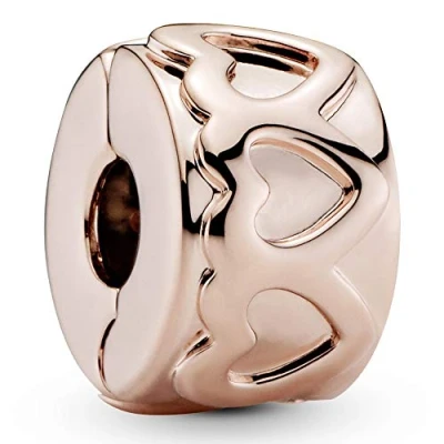 Afbeelding van Pandora Rose 781978 Clip Stopper Bedel Row of Hearts zilver