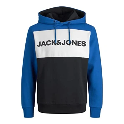 Afbeelding van JACK &amp; JONES Mannelijke hoodie Colourblocking Logo, Klassiek blauw/pasvorm: reg, XL