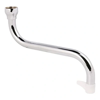 Afbeelding van Sanitop Wingenroth Universele uitloop voor warmwaterapparaten 250 mm S met straalregelaar en plastic handbescherming draaibare buisuitloop type 1/2 inch wartelmoer 23124 4 verchroomd metaal
