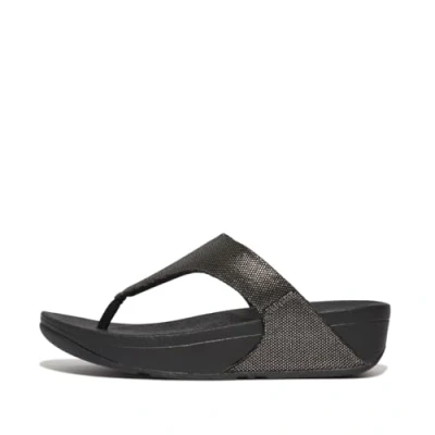 Afbeelding van FitFlop Women Lulu Glitz Canvas Toe Post Pewter Black Schoenmaat 37