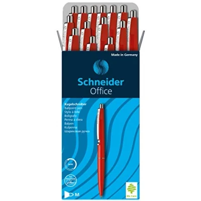 Afbeelding van Schneider Office balpen (schrijfkleur: blauw, lijndikte M, onuitwisbaar) 20 pack rood