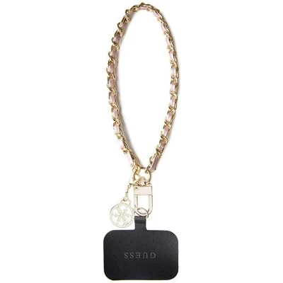 Afbeelding van Guess Saffiano Chain 4G Charm Universeel Telefoon Koord Universele Polsstrap Smartphone Ketting Geschikt voor alle Smartphones Roze