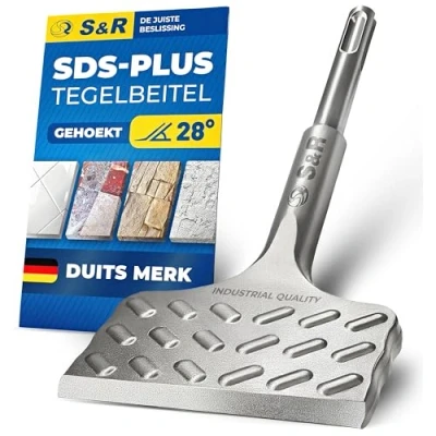 Afbeelding van S&amp;R High Performance Tegelbeitel SDS plus 165mm x 75mm schuine, geoptimaliseerde geometrie, beitel in professionele kwaliteit,Thunder. Made Germany