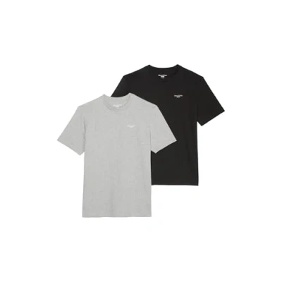 Afbeelding van Marc O&#039;Polo Denim LOGO Print 2 PACK Tshirt basic, Heren, Maat: XXL, Black/grey melange