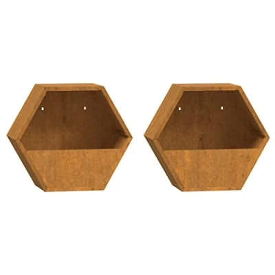 Afbeelding van Plantenbakken wandmontage 2 st 30x10x25 cm cortenstaal roestig