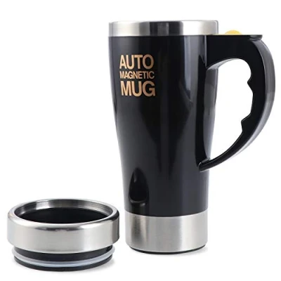 Afbeelding van TsunNee 450 ml elektrische zelfroerende koffiemok, roestvrijstalen automatische magnetische mok, mengbeker voor koffie thee warme chocolademelk cacao eiwit, zwart