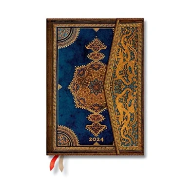 Afbeelding van Paperblanks Safavid Indigo (Safavid Binding Art) Midi Verso 12 month Dayplanner 2024