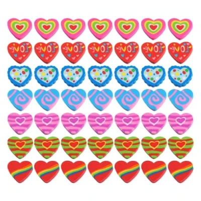 Afbeelding van 49 stuks kleurrijke hartvormige gummetjes, speelgoedgummetjes, kneedgummetjes, kindercadeaus, schoolbenodigdheden, leerlingprijzen, gummetjes voor meisjes (kleur)