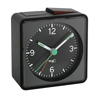 Afbeelding van Analoge stille wekker TFA 60.1013 Push Sweep uurwerk zonder tikken (zwart, met batterij)