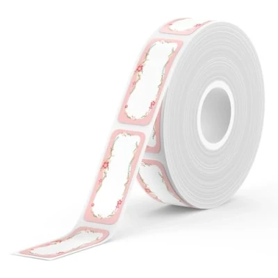Afbeelding van SUPVAN E10 Zelfklevende Etiketten, Multifunctionele Thermische Etiketten voor Thuiskantoren Scholen, Compatibel met E10/E16 Etikettenmakers, 12 mm*30 mm, 220 Stuks/Rol (Bloem)