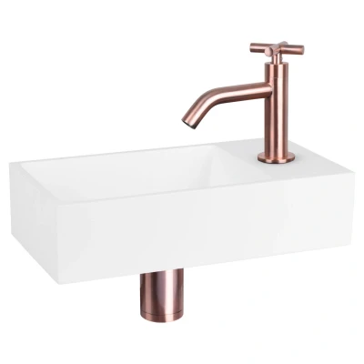 Afbeelding van Differnz solid fonteinset surface kraan kruis rood koper