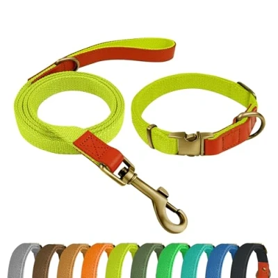 Afbeelding van QRDA Halsband en Leiband Set Fluorescerend Geel Gepersonaliseerde Verstelbare Tactische Riem voor Honden Kleine Middelgrote